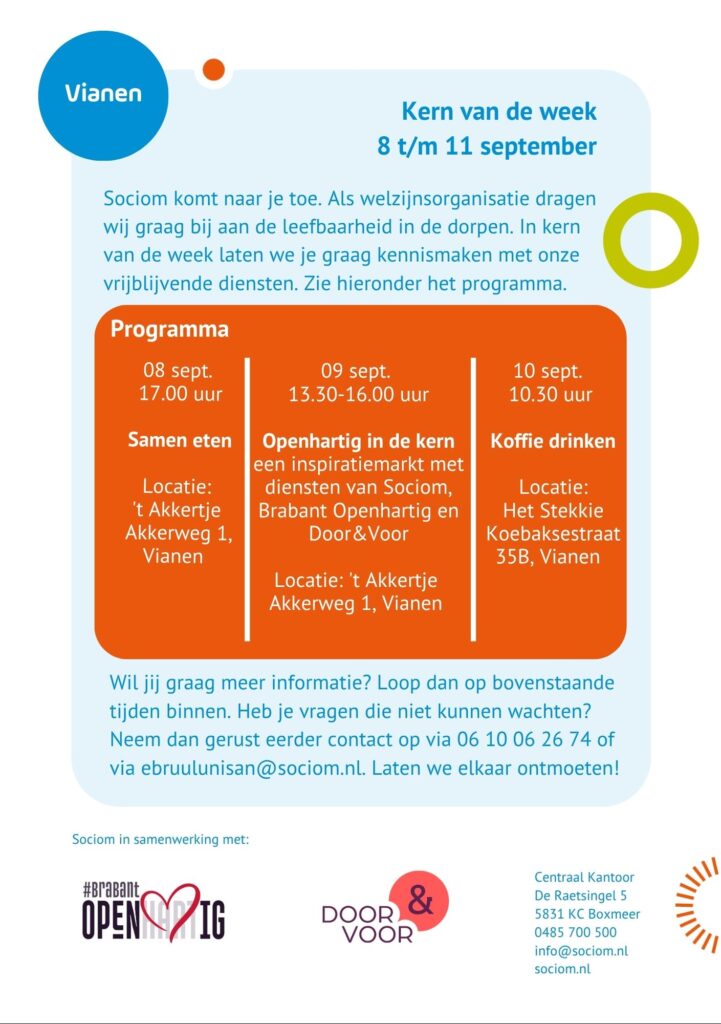 Flyer met het programma van de Kern van de Week 